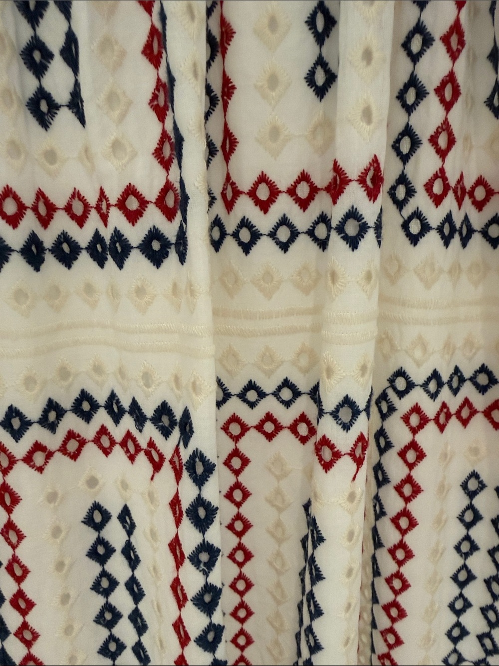 Hill House Anjuli Nap Dress with Eyelet detail of Red & Navy Embroidery - Picture 4 of 7